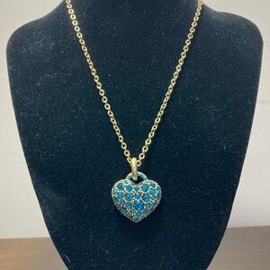 Pilgrim Gold Necklace with Sparkling Blue Heart